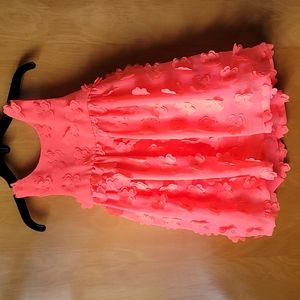 Cat & Jack Neon Orange Floral Dress Set - Size 18 months